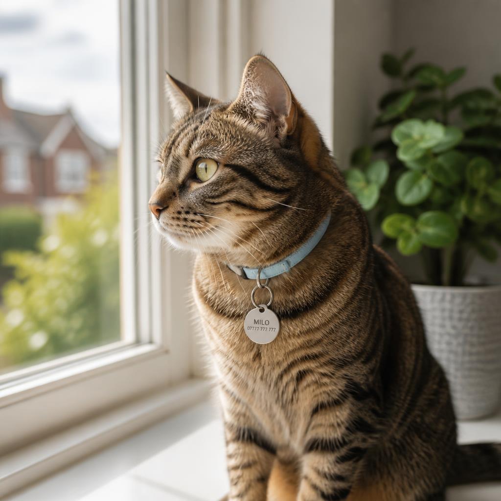 Cat wearing a lightweight collar tag